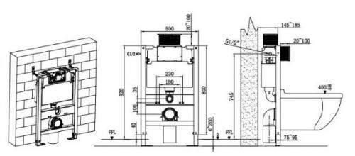pack sanitario chesapeake taza suspendida croquis 2